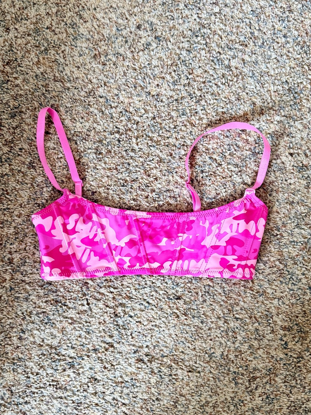 SKIMS Pink Camo Girls' Swim Bikini Top